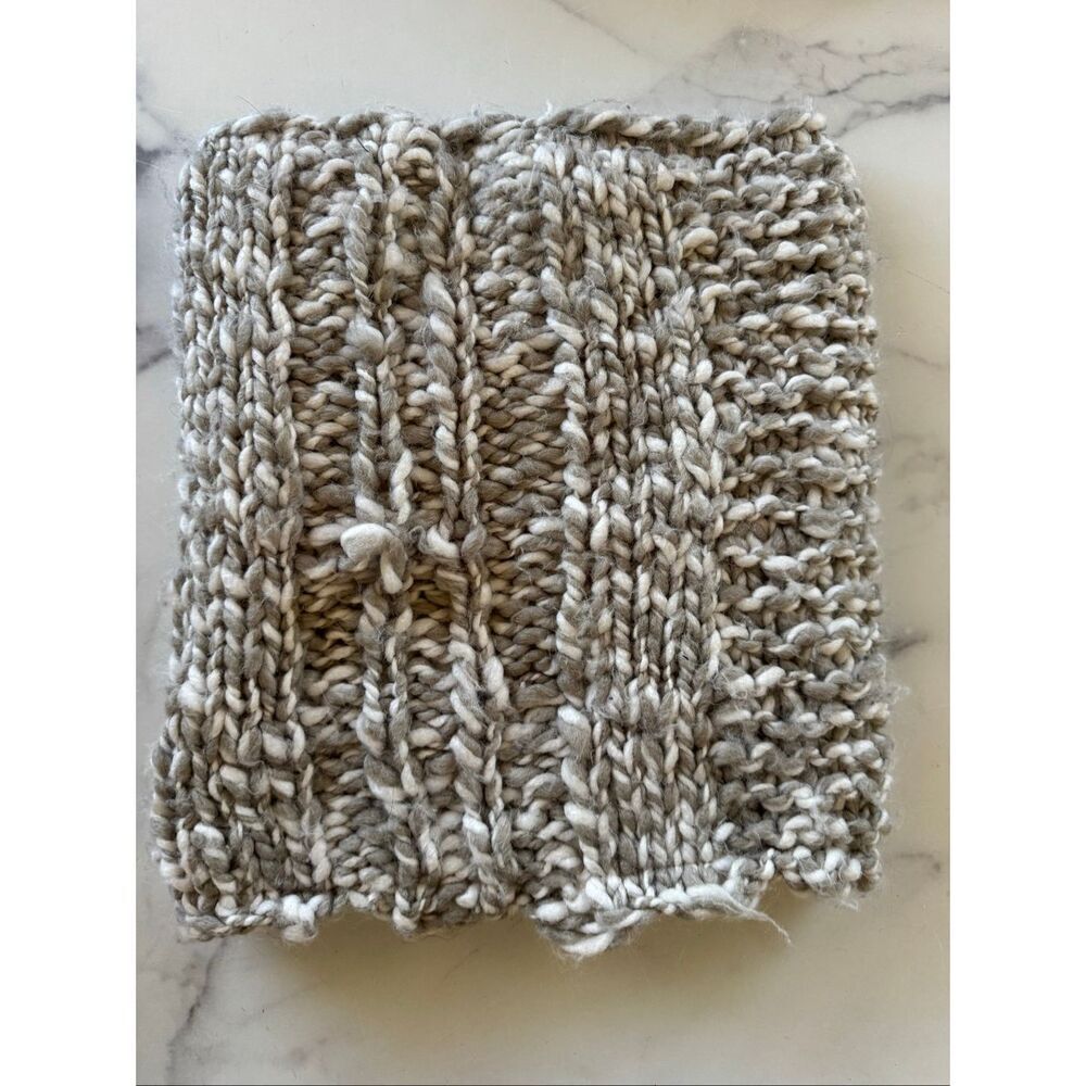 Cream tan knit neck scarf pullover tube thick plush
